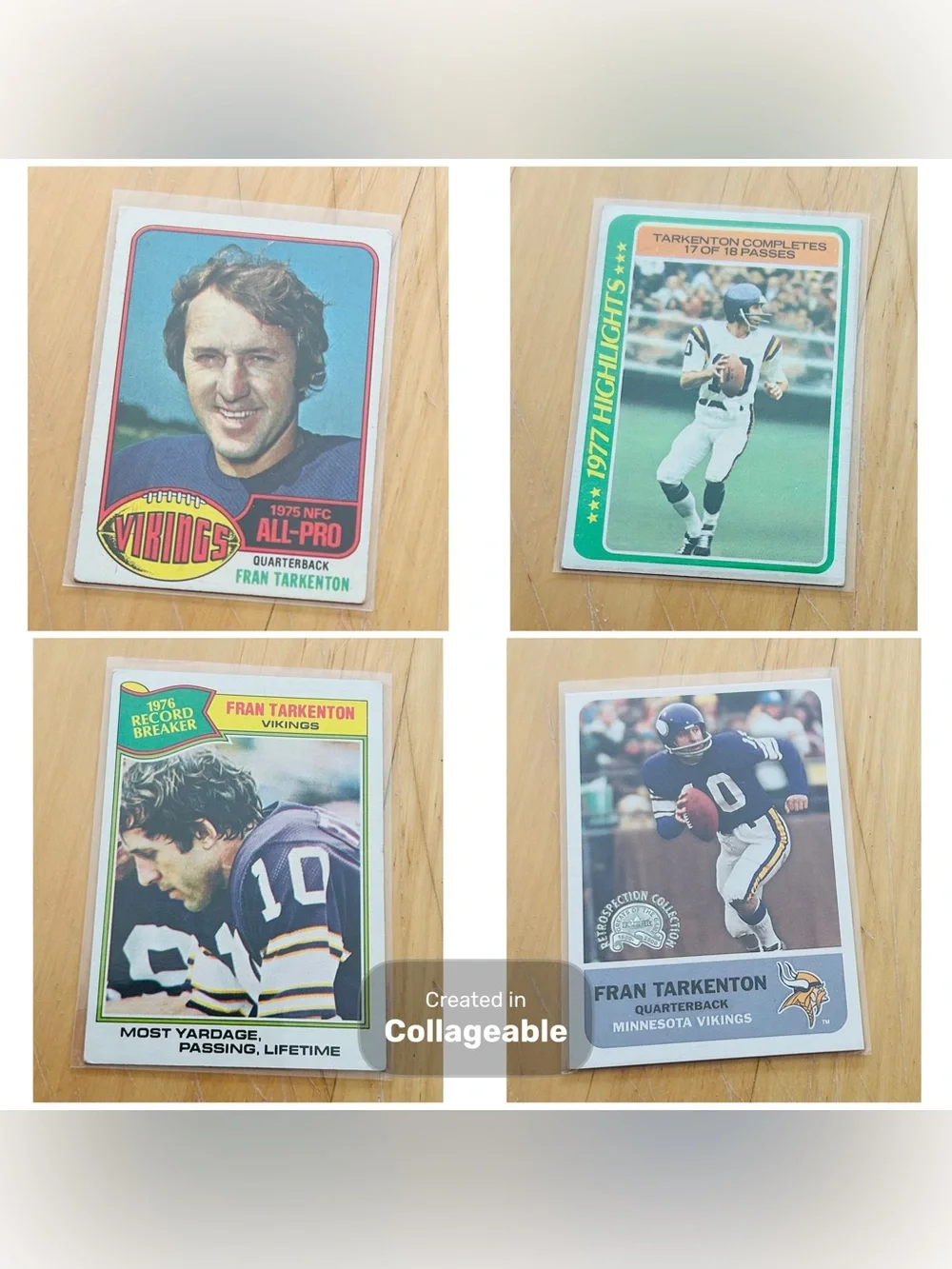 Vintage Fran Tarkenton Minnesota Vikings Sports Memorabilia Collector’s Cards